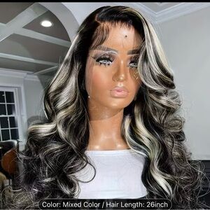Elegant Black and Cream Women's Wig